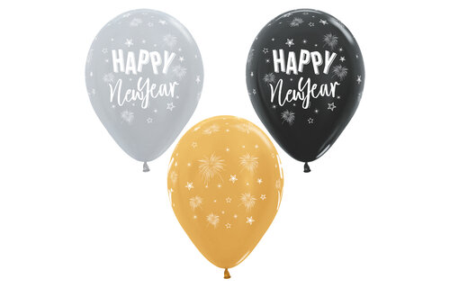 Sempertex 12 inch - Happy New Year - Stars - 25 pieces