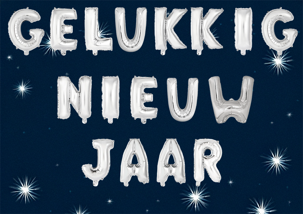 Gelukkig Nieuwjaar - Silver - 34cm - Anagram - zelfsluitend