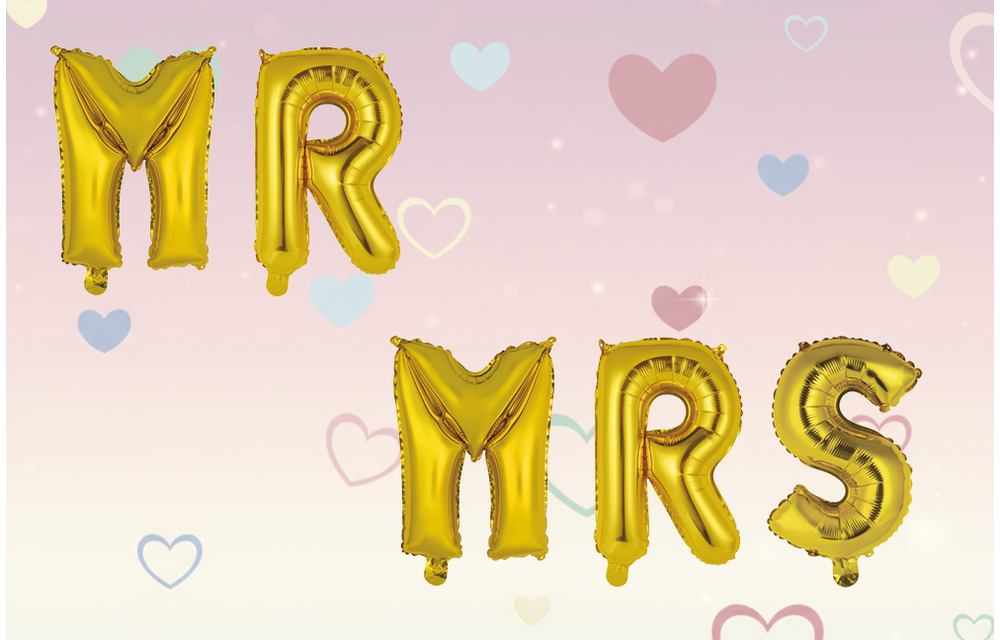 Mr / Mrs - Gold - 34cm - Anagram - selfsealing