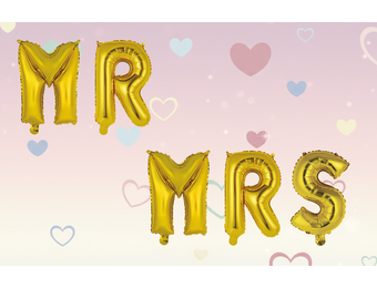 Mr / Mrs - Gold - 34cm - Anagram - selfsealing