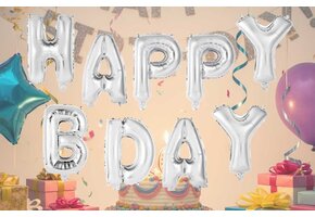 Happy B Day - Silver - 34cm - Anagram - zelfsluitend