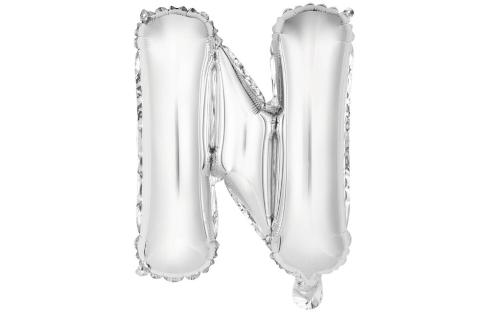 SALE> Letter Mini Silver - N - A34cm - zelfsluitend