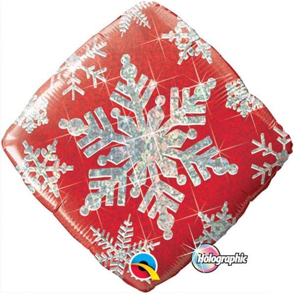 Snowflakes Sparkles Red - 18 inch - Qualatex