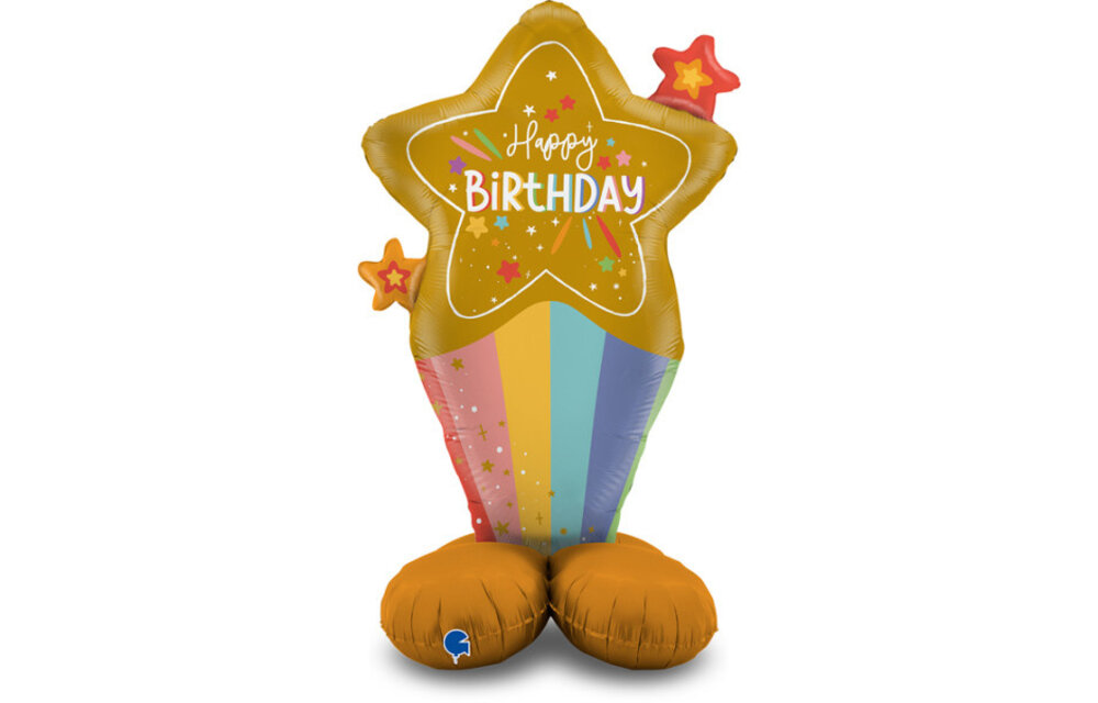 Stand Up - Happy Birthday - Rainbow Star - 52 inch - Grabo