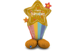 Stand Up - Happy Birthday - Rainbow Star - 52 inch - Grabo