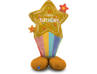 Stand Up - Happy Birthday - Rainbow Star - 52 inch - Grabo