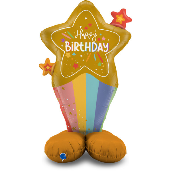 Stand Up - Happy Birthday - Rainbow Star - 52 inch - Grabo