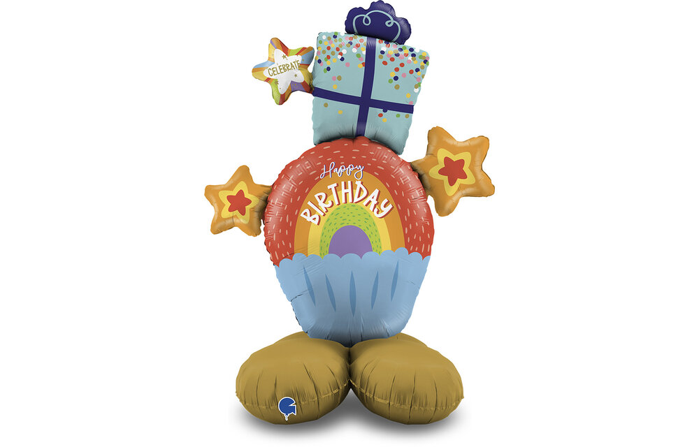 Stand Up - Happy Birthday - Rainbow Cupcake - 47inch - Grabo