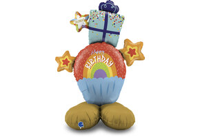Stand Up - Happy Birthday - Rainbow Cupcake - 47inch - Grabo