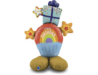 Stand Up - Happy Birthday - Rainbow Cupcake - 47inch - Grabo
