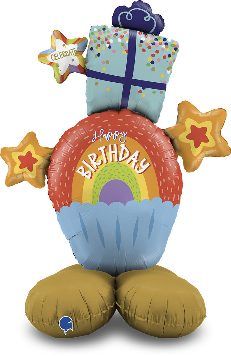 Stand Up - Happy Birthday - Rainbow Cupcake - 47inch - Grabo