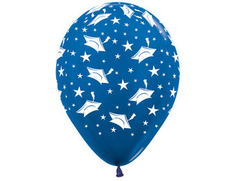R12 - Graduation Hats - Metallic Blue 540 - 25 Stuks
