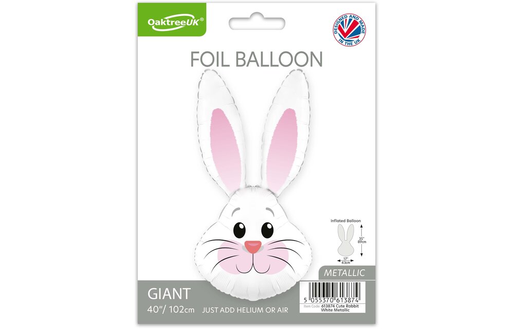 Cute Rabbit - White Metallic - 35 inch - Oaktree