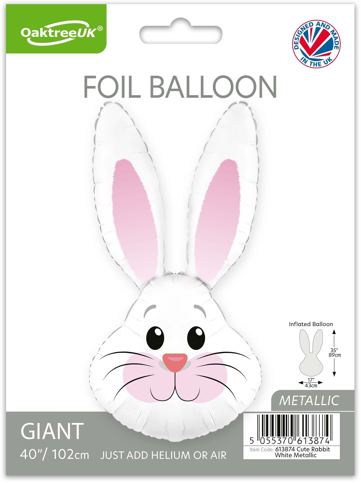 Cute Rabbit - White Metallic - 35 inch - Oaktree