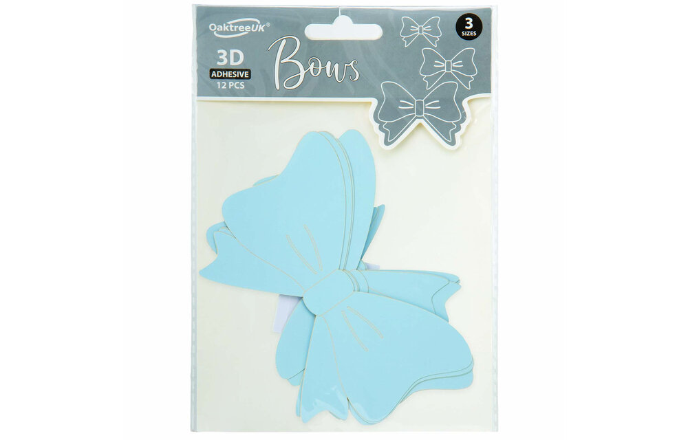 3D Adhesive Bows - Blue - 12 stuks