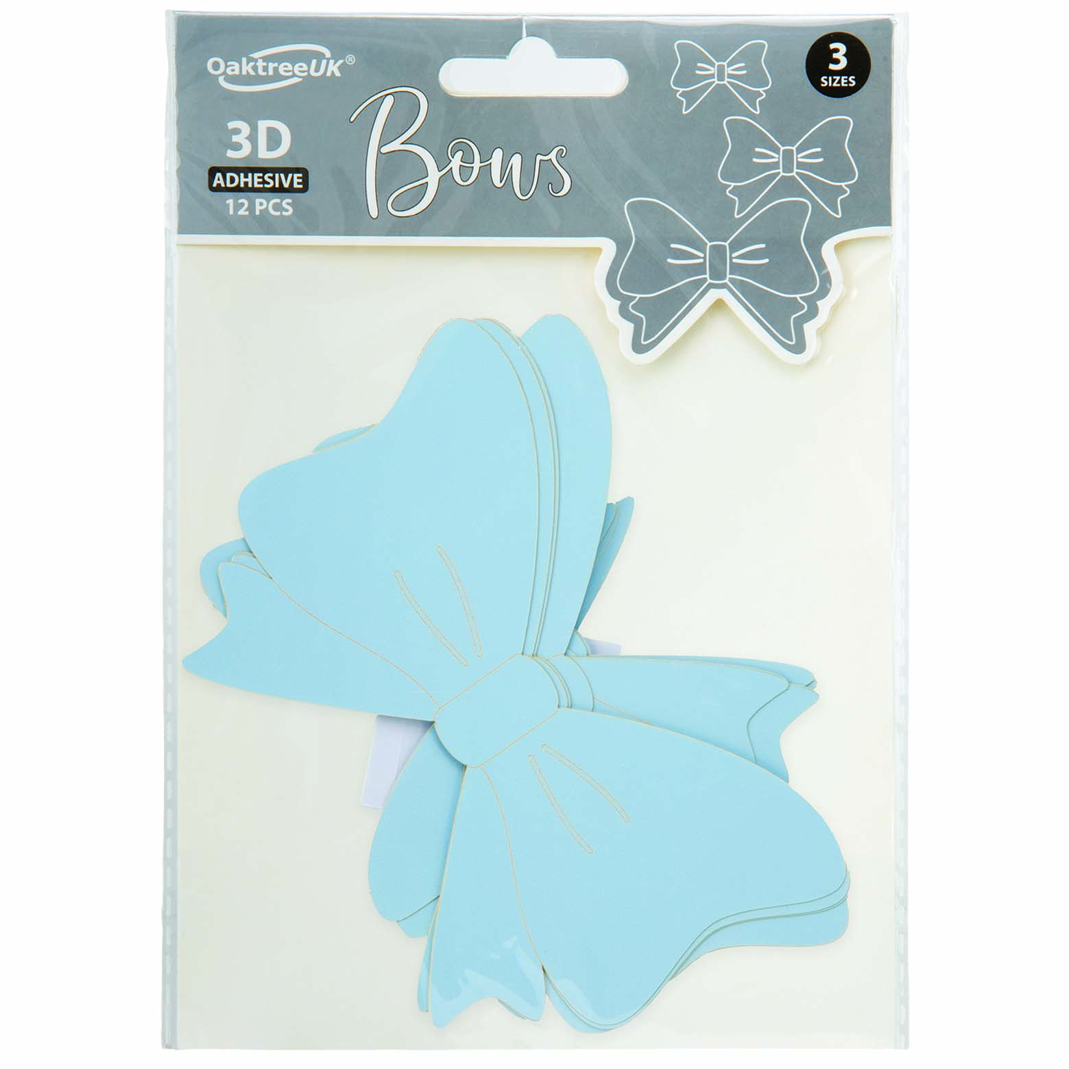 3D Adhesive Bows - Blue - 12 stuks