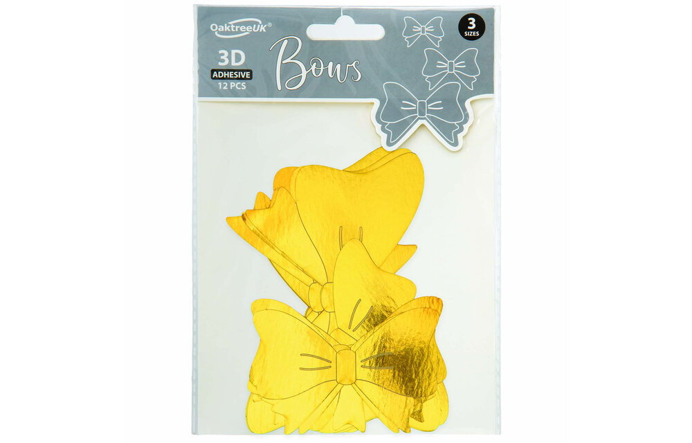 3D Adhesive Bows - Gold - 12 pieces