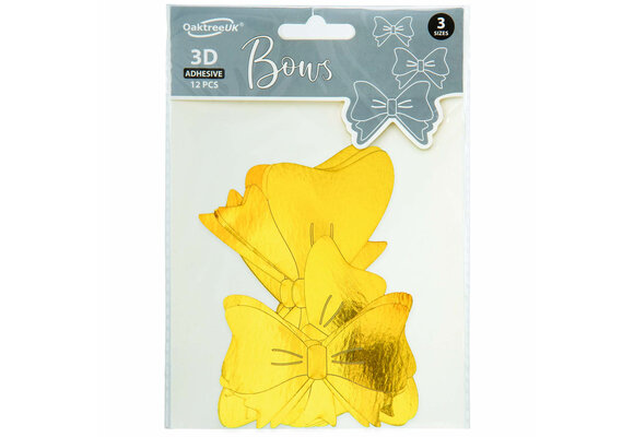 3D Adhesive Bows - Gold - 12 pcs