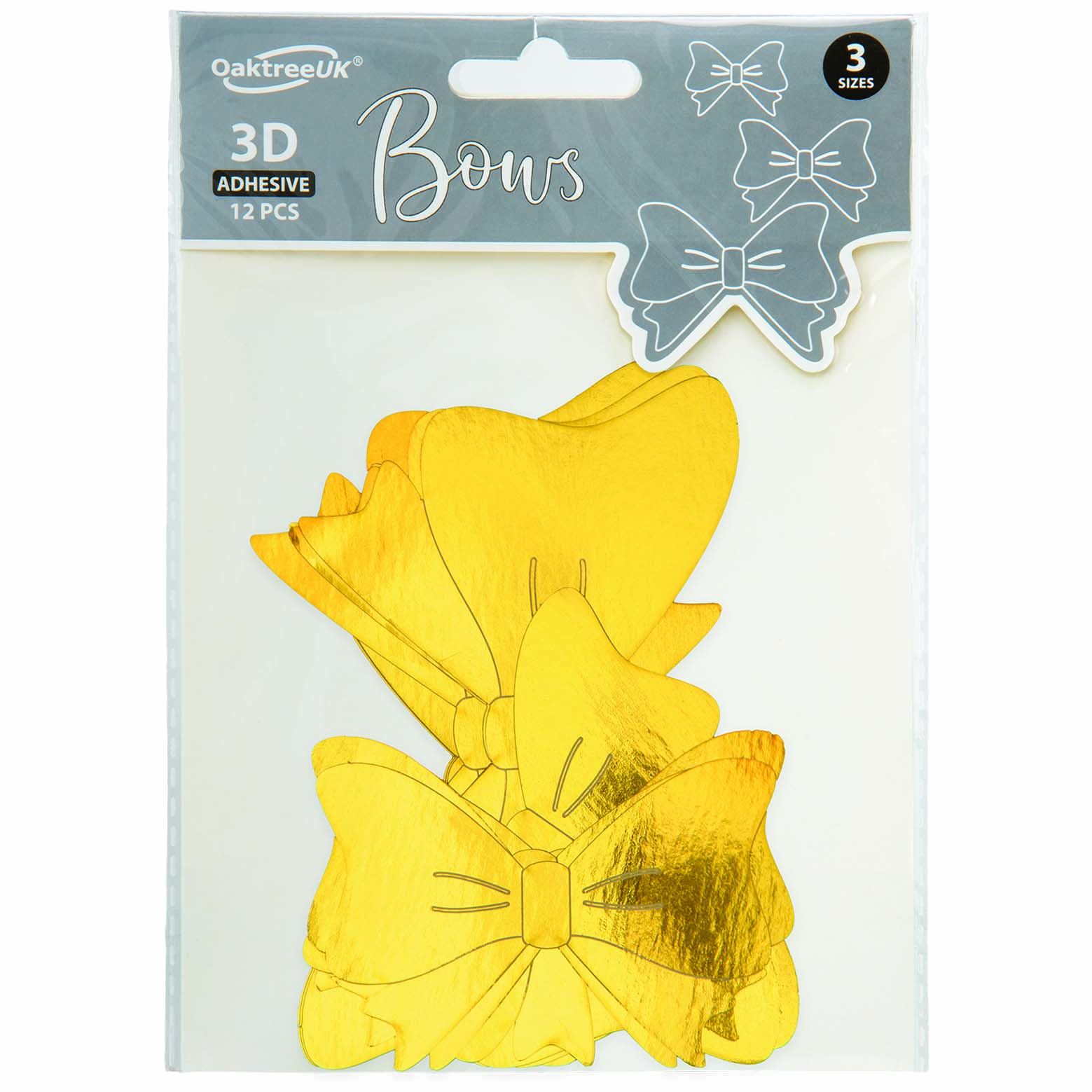 3D Adhesive Bows - Gold - 12 pieces