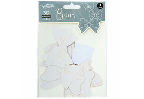 3D Adhesive Bows - White - 12 pcs