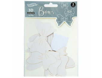 3D Adhesive Bows - White - 12 stuks
