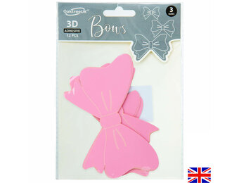 3D Adhesive Bows - Pink - 12 stuks