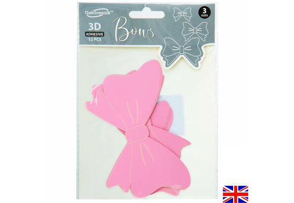 3D Adhesive Bows - Pink - 12 pcs
