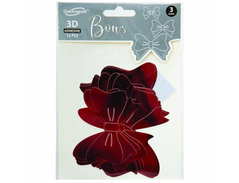 3D Adhesive Bows - Red - 12 stuks