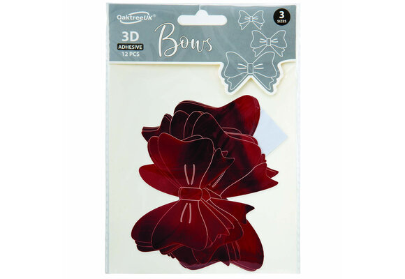 3D Adhesive Bows - Red - 12 pcs