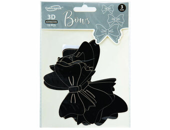 3D Adhesive Bows - Black - 12stuks