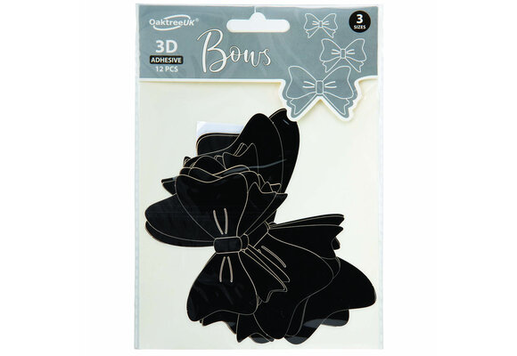 3D Adhesive Bows - Black - 12 stuks