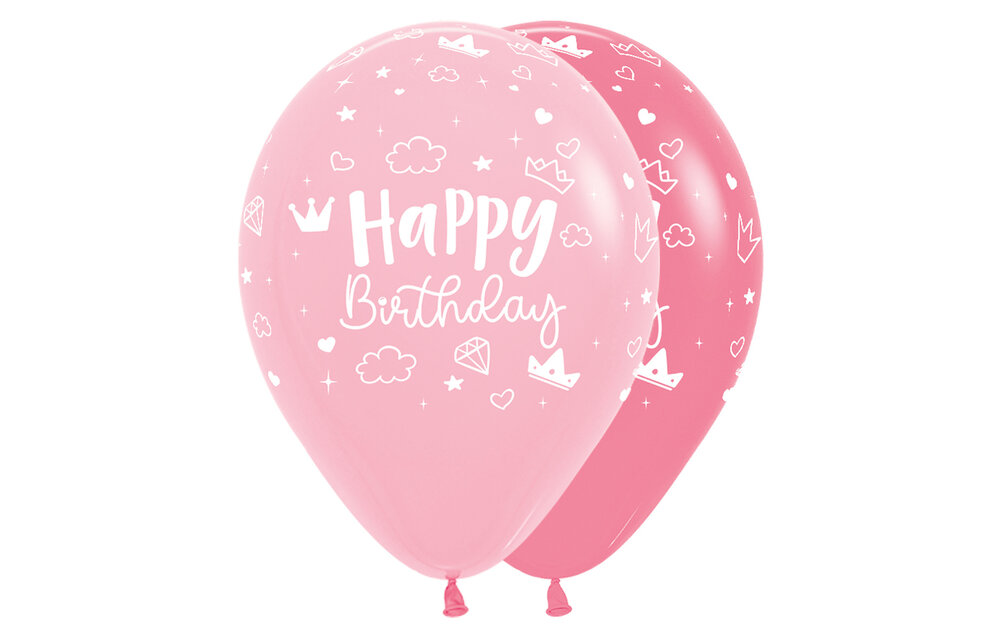 Sempertex 12 inch  - Happy Birthday - Magical Castle Pink/Rose - 25 Stuks