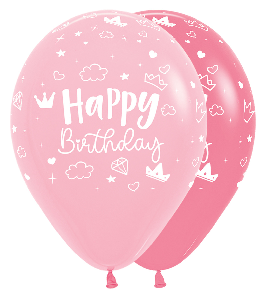 Sempertex 12 inch  - Happy Birthday - Magical Castle Pink/Rose - 25 Stuks