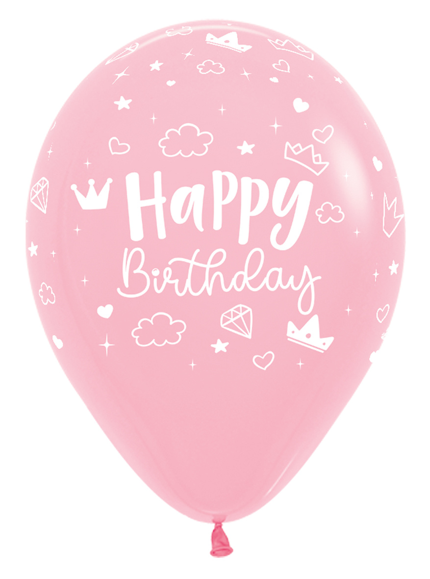 Sempertex 12 inch  - Happy Birthday - Magical Castle Pink/Rose - 25 Stuks