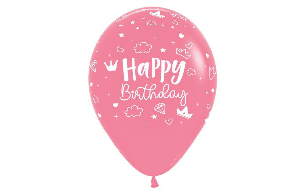 Sempertex 12 inch  - Happy Birthday - Magical Castle Pink/Rose - 25 Stuks