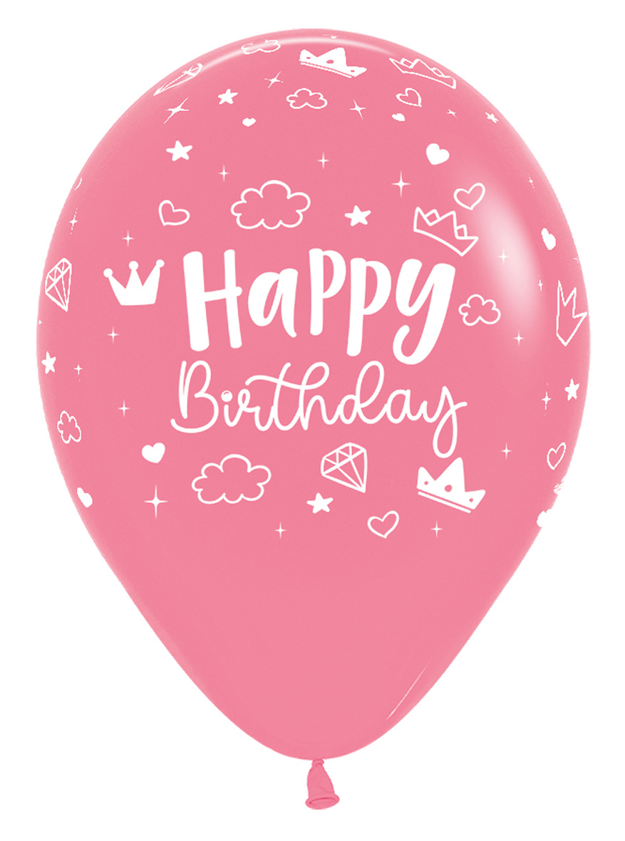 Sempertex 12 inch  - Happy Birthday - Magical Castle Pink/Rose - 25 Stuks