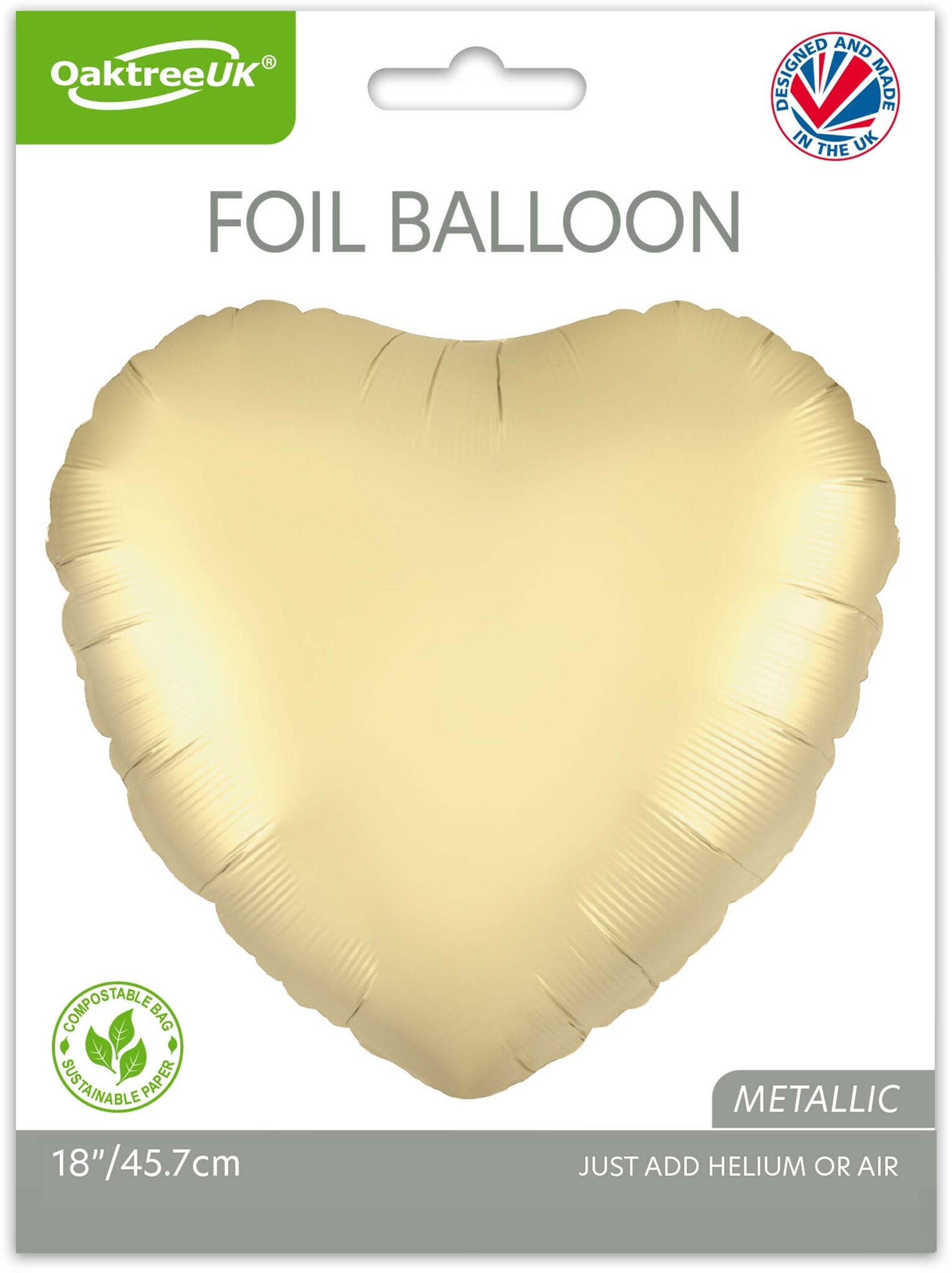 Heart - Gold Silk - 18 inch - Oaktree - 5 stuks