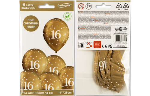 11 inch - Sparkling Fizz - 16 - Chrome Gold - 6 Pieces