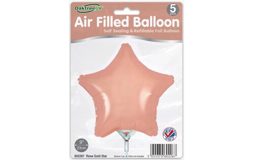 RoseGold - Star - 9inch -package 5 count - with valve