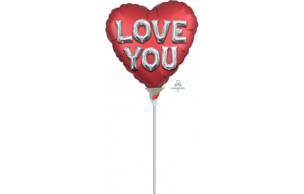 MICRO - HEART Balloon Letters Satin Red - 9 inch - Anagram-V