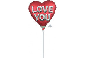 MICRO - HEART Balloon Letters Satin Red - 9 inch - Anagram-V