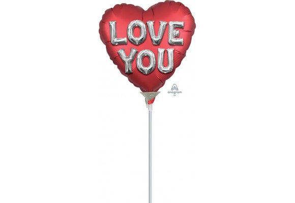 MICRO - HEART Balloon Letters Satin Red - 9 inch - Anagram-V