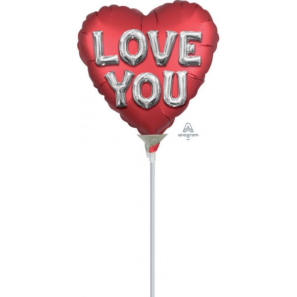 MICRO - HEART Balloon Letters Satin Red - 9 inch - Anagram-V