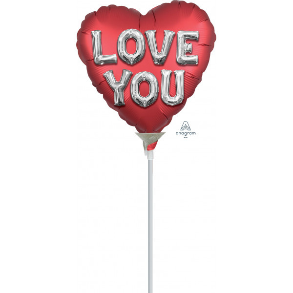 MICRO - HEART Balloon Letters Satin Red - 9 inch - Anagram-V