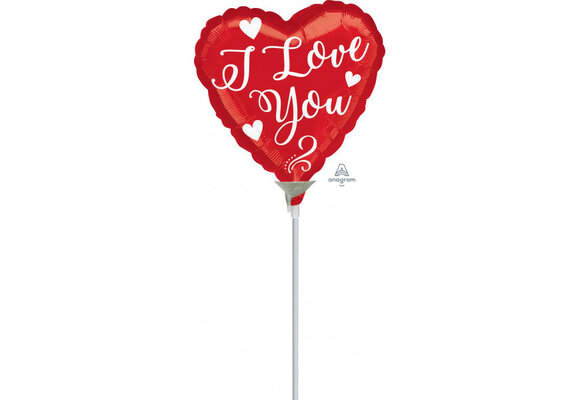 MICRO - HEART White Script Love - 9 inch - Anagram - VOL