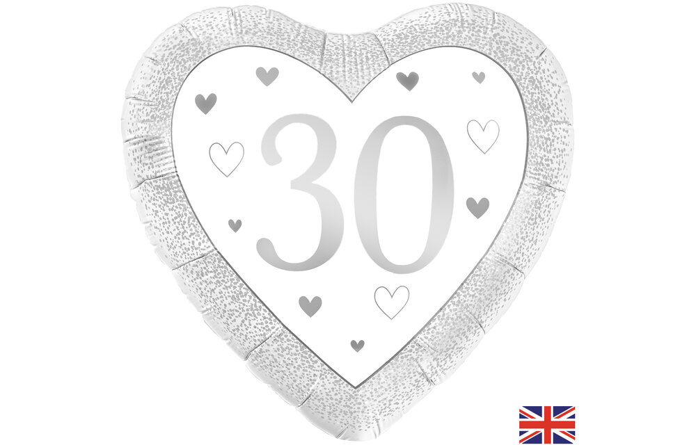 Heart - Number 30 Silver - Oaktree - 18 inch