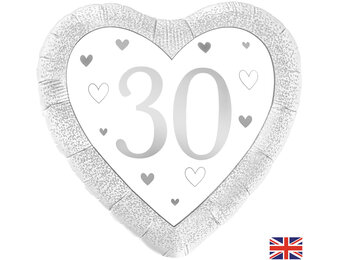 Heart - Number 30 Silver - Oaktree - 18 inch