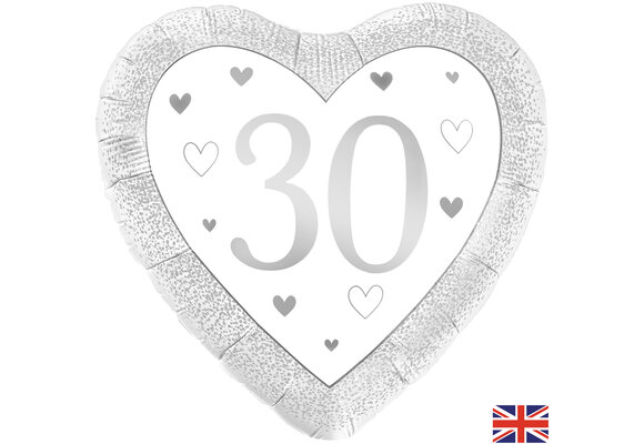 Heart - Number 30 Silver - Oaktree - 18 inch