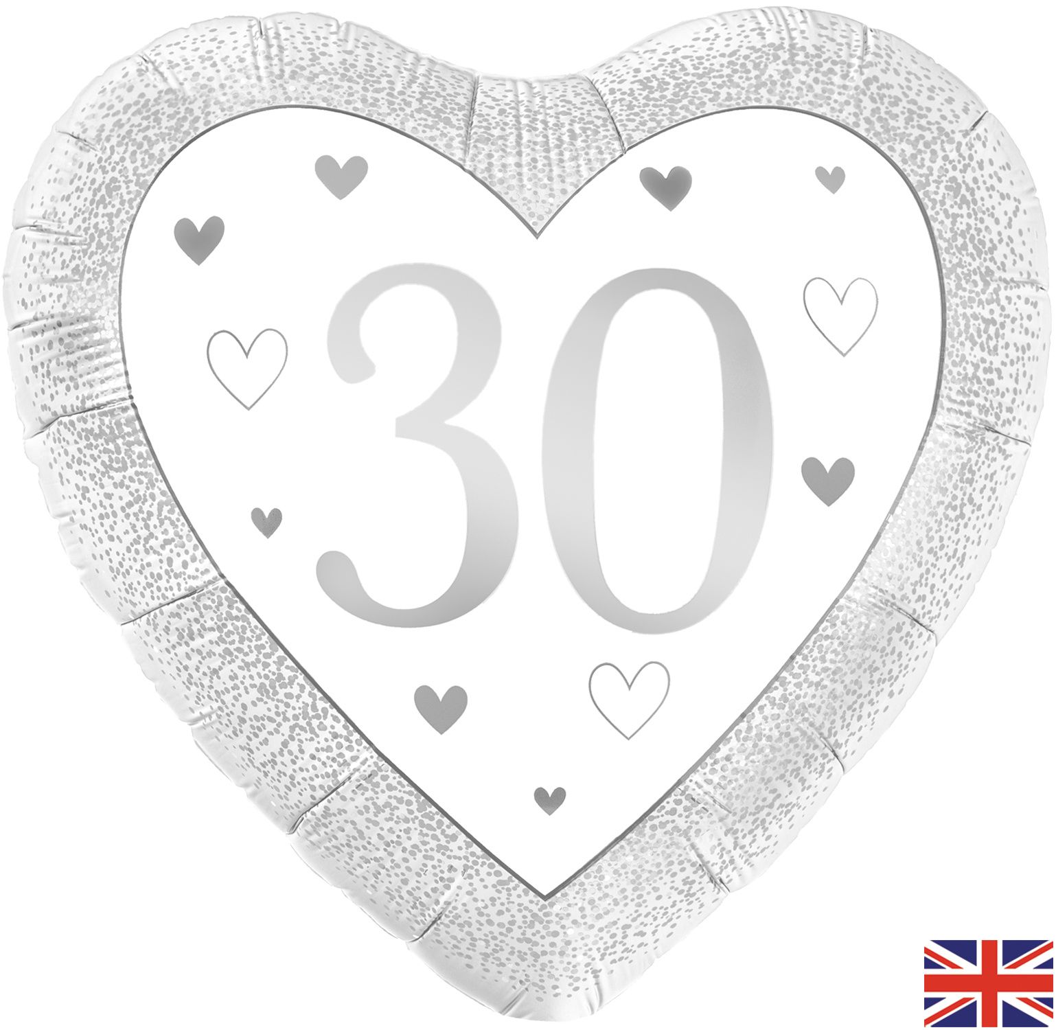 Heart - Number 30 Silver - Oaktree - 18 inch