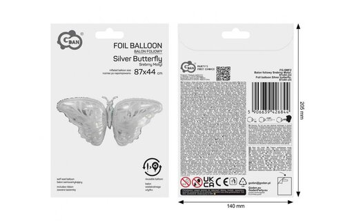 Butterfly Silver/White - 87x44 cm